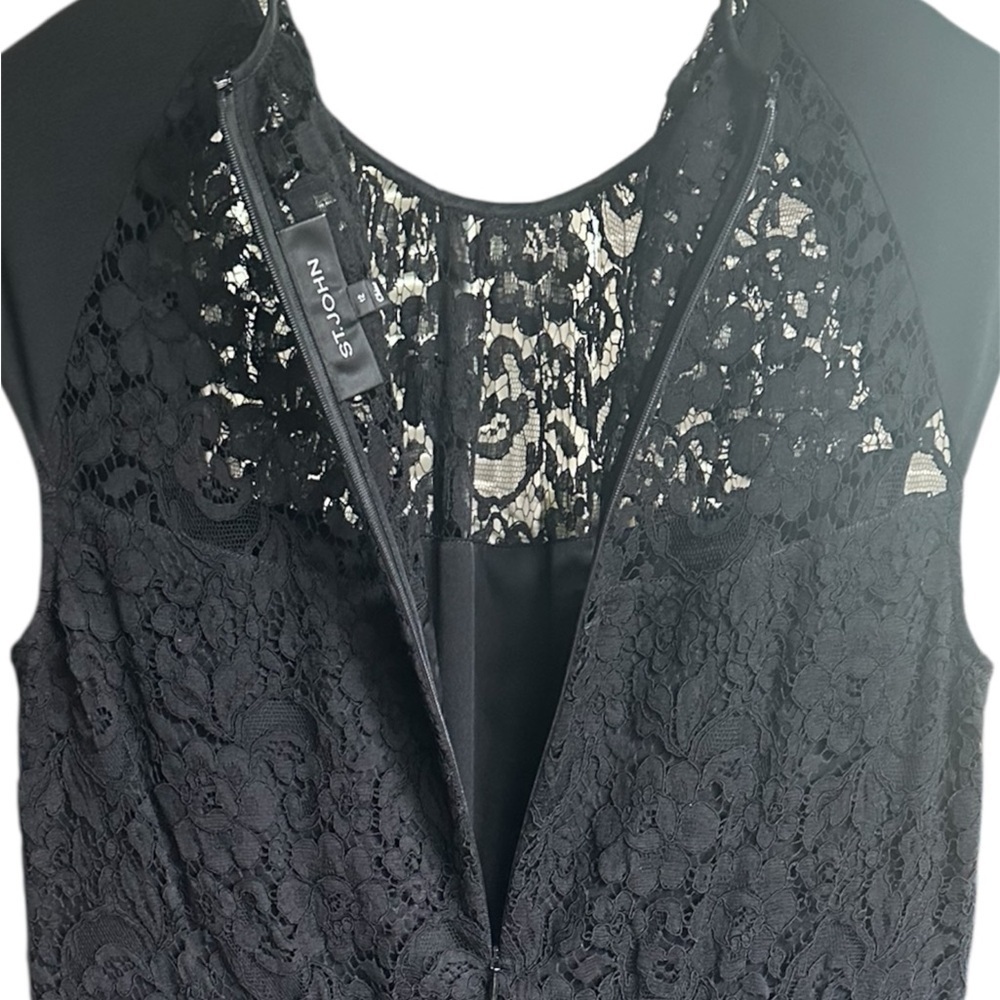 St. John Black Lace Dress with Matching Lace Shrug Size 12 - Picture 4 of 6